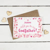 Will you be my Godfather or Godmother Card? Pink Stars