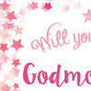 Will you be my Godfather or Godmother Card? Pink Stars