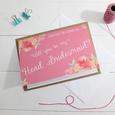 Will you be my Head Bridesmaid? Card 'Christine' Pink