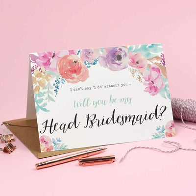 Will you be my Head Bridesmaid? Card Watercolour 'Selena'