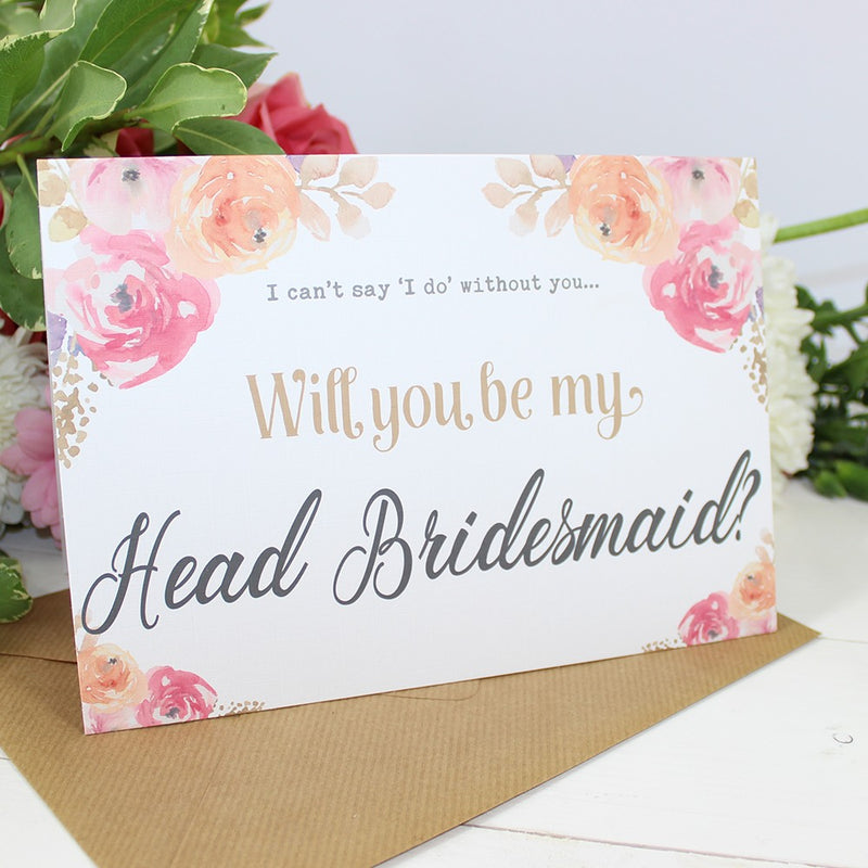Will you be my Head Bridesmaid? Card Watercolour 'Viola' 