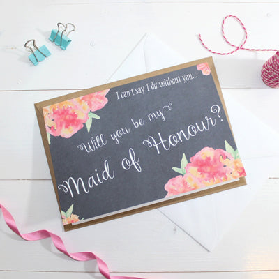 Will you be my Maid of Honour? Card 'Christine' Chalkboard