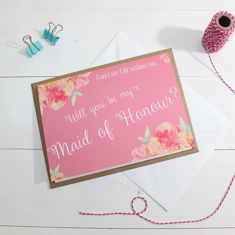Will you be my Maid of Honour? Card 'Christine' Pink 