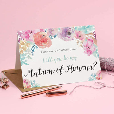 Will you be my Maid of Honour? Card Watercolour 'Selena'