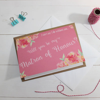 Will you be my Matron of Honour? Card 'Christine' Pink