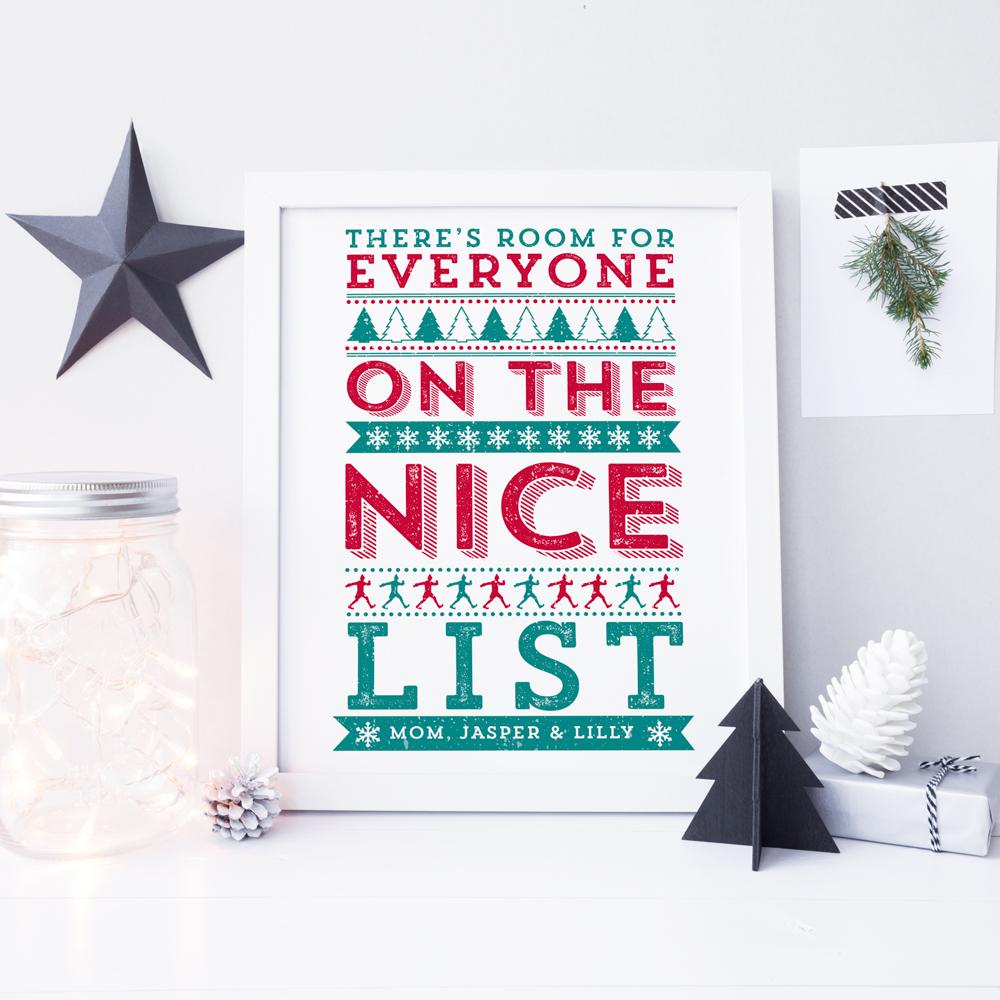ELF 'There's room for everyone on the Nice List!' Personalised Print 