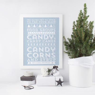 ELF 'We Elves try to stick to the four main Food Groups...' Personalised Print