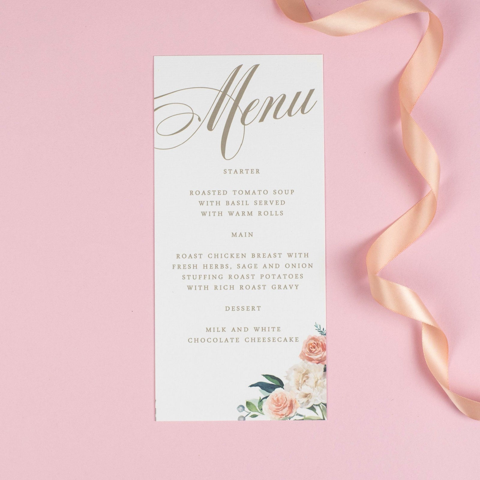 Menu - Charlotte - Floral Watercolour Wedding 