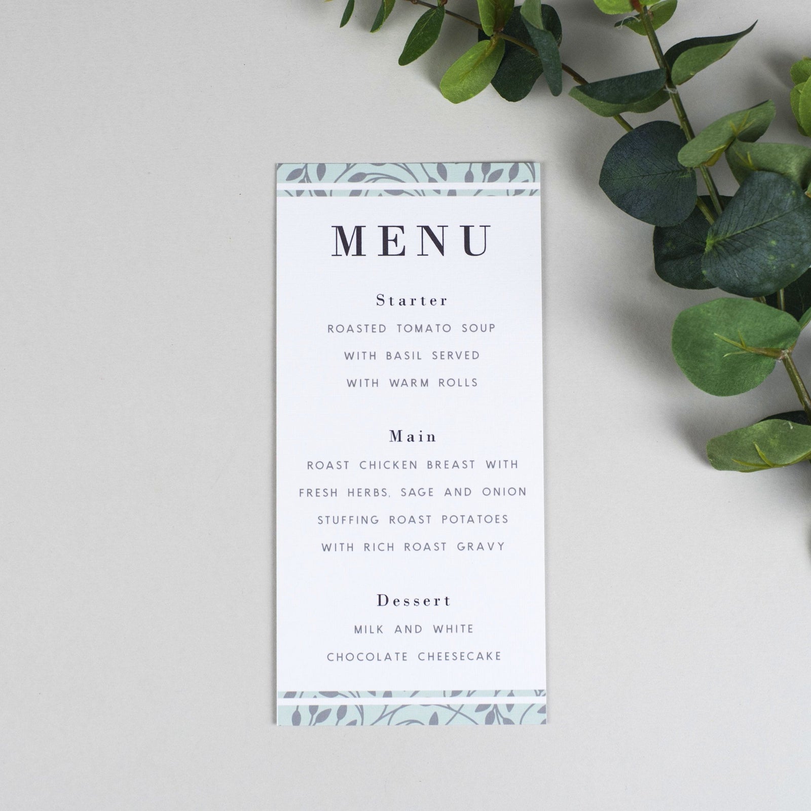 Menu - Clare - Vine Pattern Wedding 