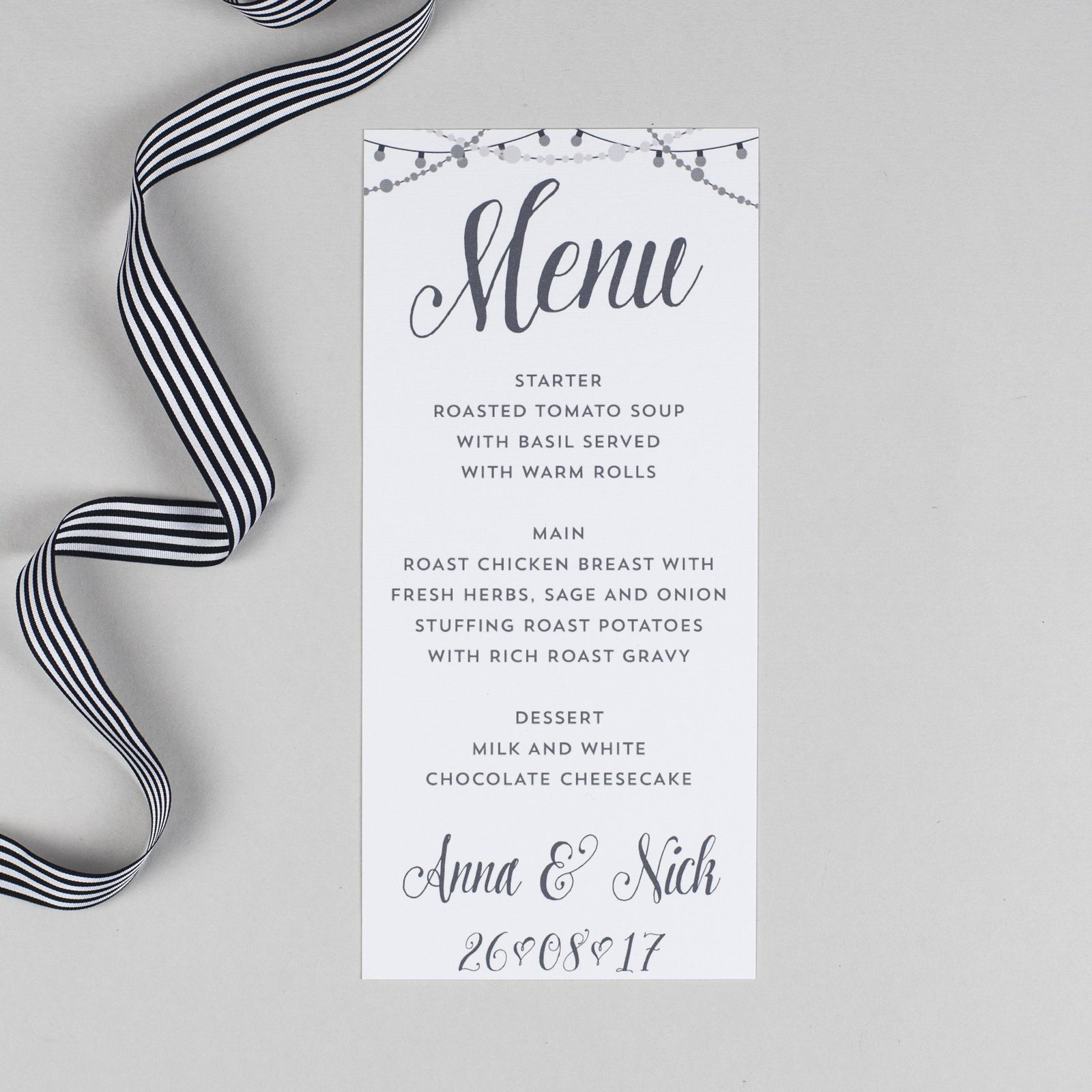 Menu - Lizzie - Chalkboard Fairy Lights 