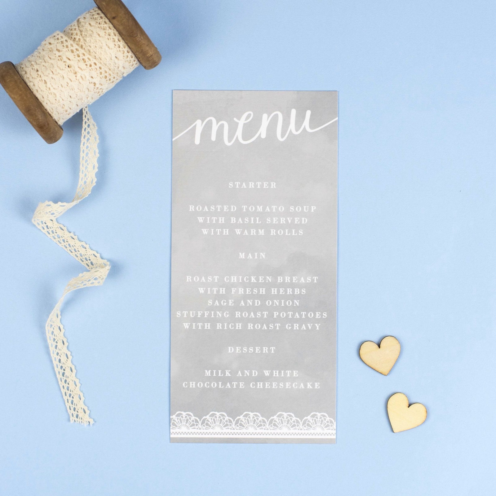 Menu - Molly - Watercolour Lace Wedding 
