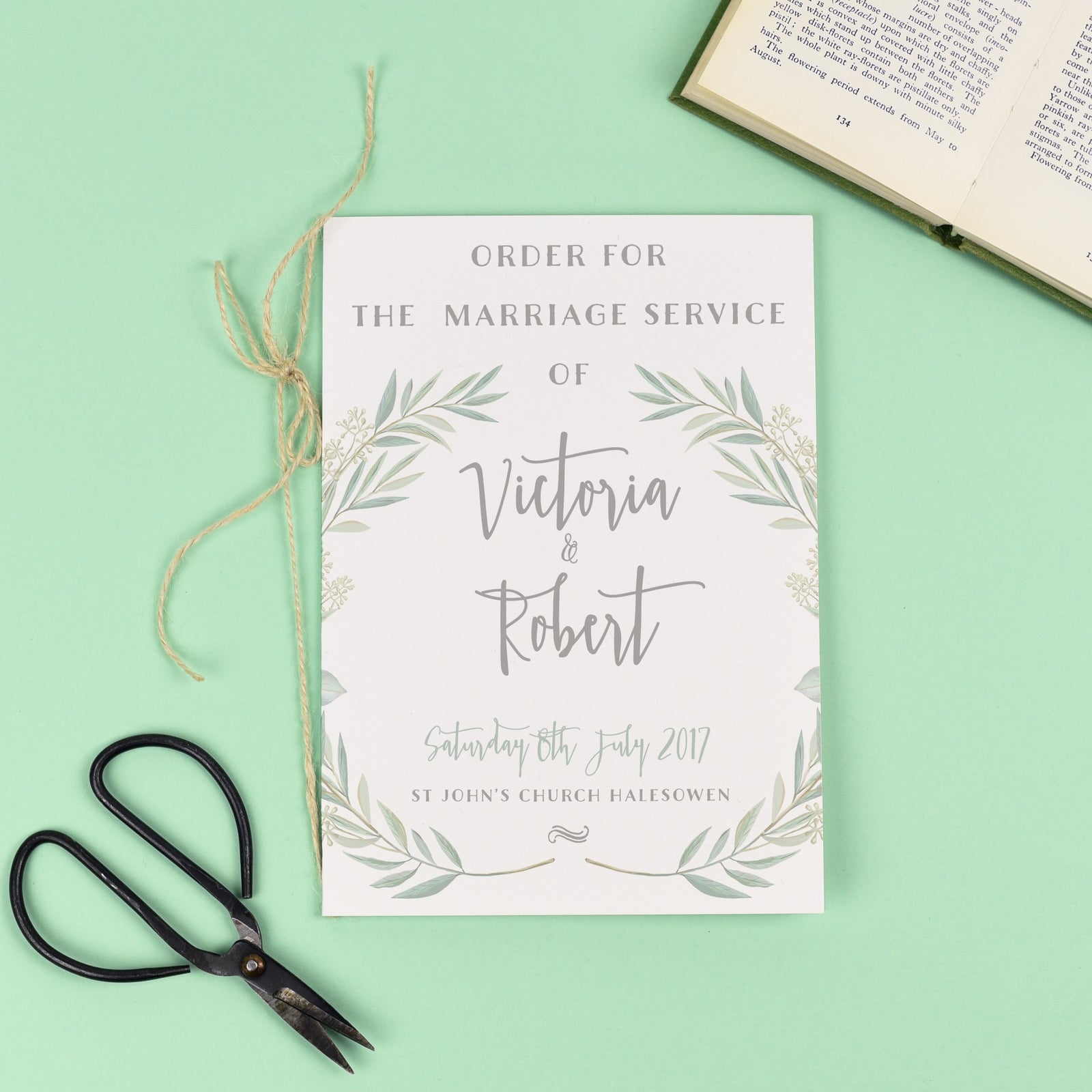 Order of Service - Aisling - Watercolour Greenery Eucalyptus 