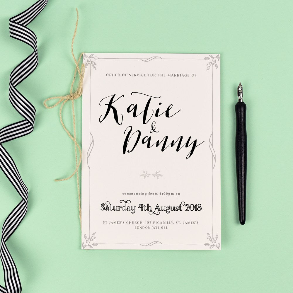 Order of Service - Alexa - Monochrome Silhouette Garden 