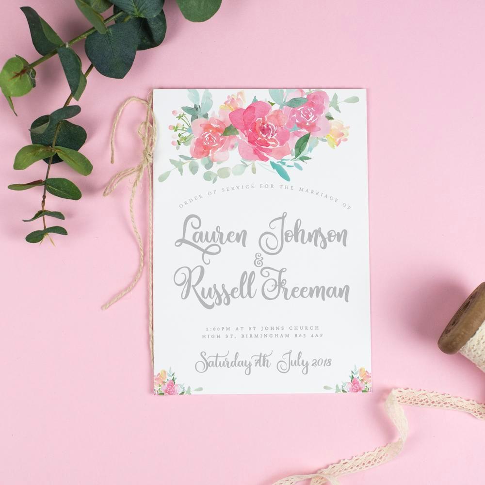 Order of Service - Blossom - Floral Watercolour 