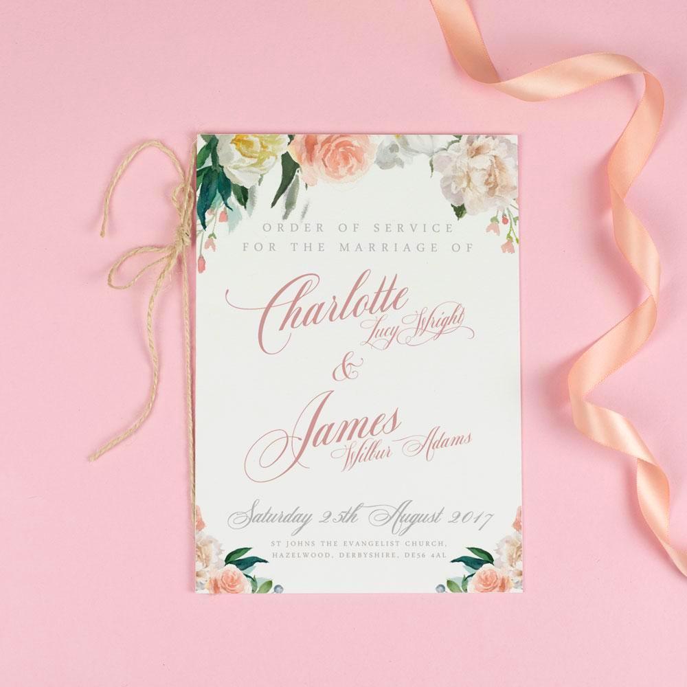 Order of Service - Charlotte - Floral Watercolour 