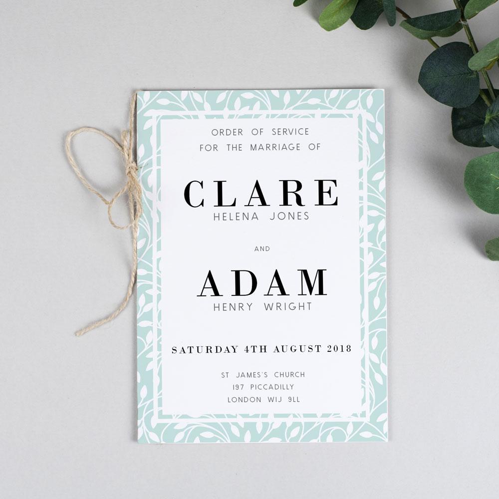 Order of Service - Clare - Vine Pattern 