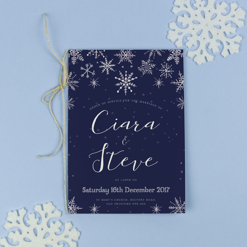 Order of Service - Eve - Watercolour Christmas Winter Wedding 