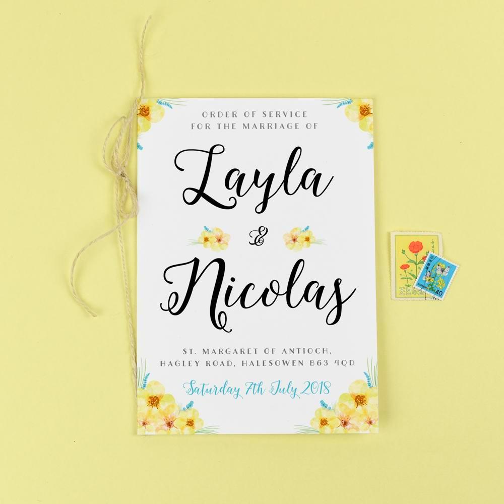 Order of Service - Layla - Spring Flowers 