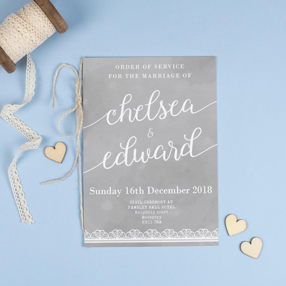 Order of Service - Molly - Watercolour Lace 