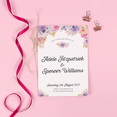 Order of Service - Viola - Vintage Watercolour Florals