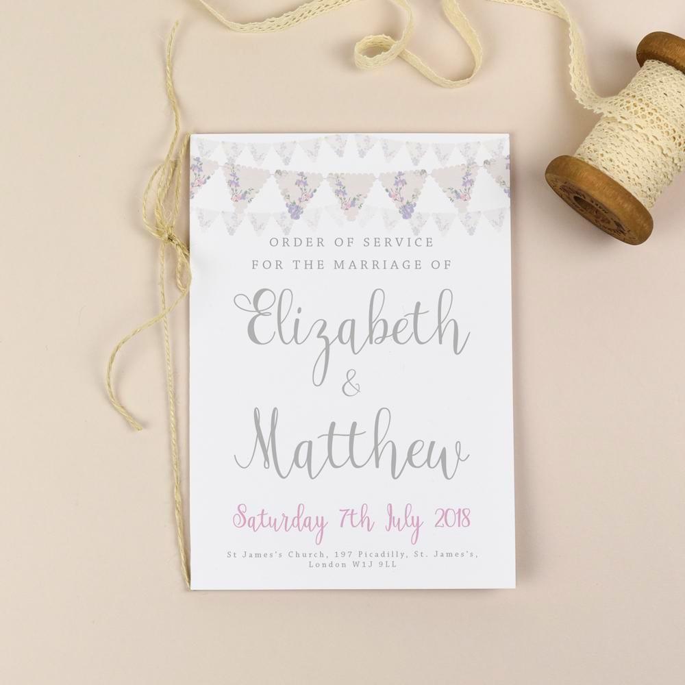 Order of Service - Violet - Vintage Bunting 