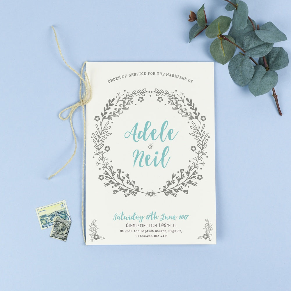 Order of Service - Willow - Rustic Wreath 