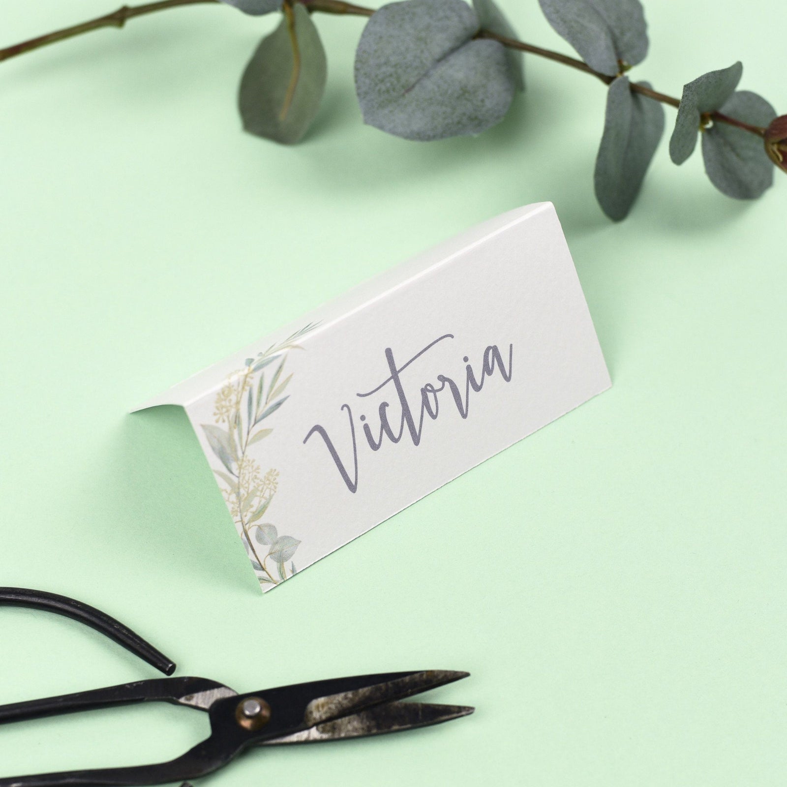 Place Card - Aisling - Watercolour Greenery Eucalyptus 