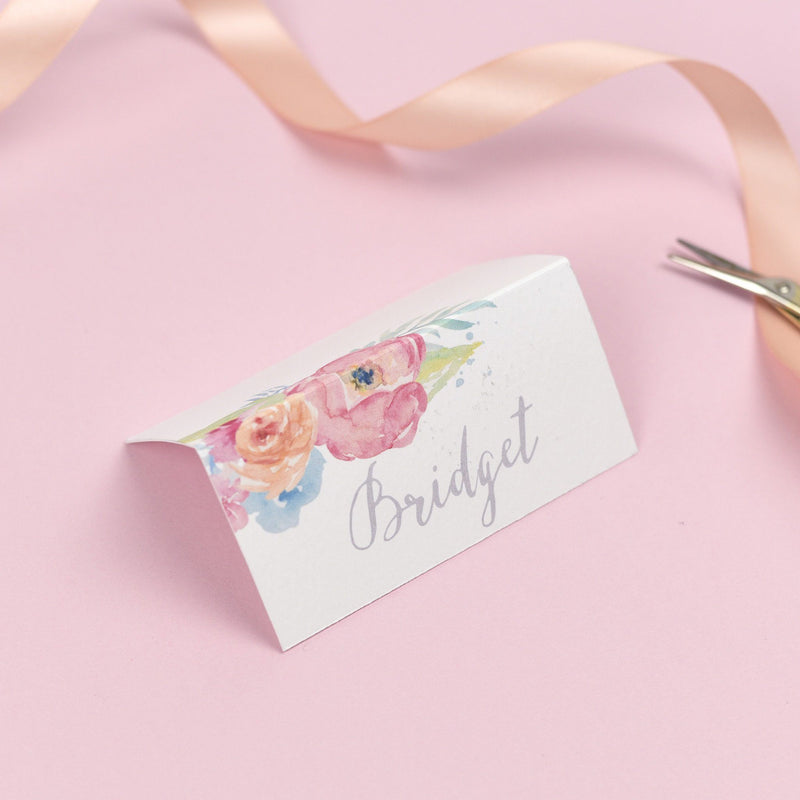 Place Card - Bridget - Watercolour Wedding Flowers 