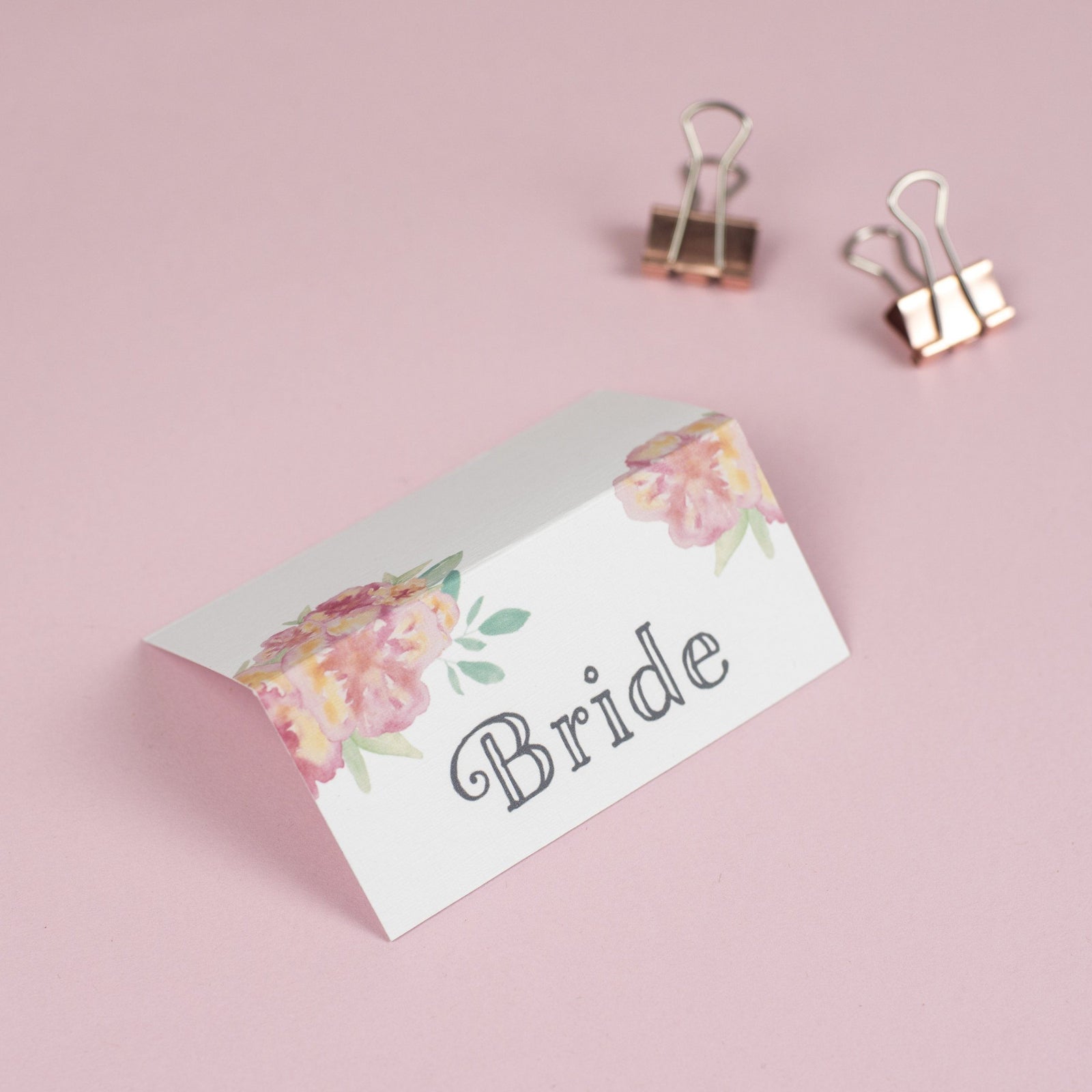 Place Card - Christine - Watercolour Chalkboard Florals 