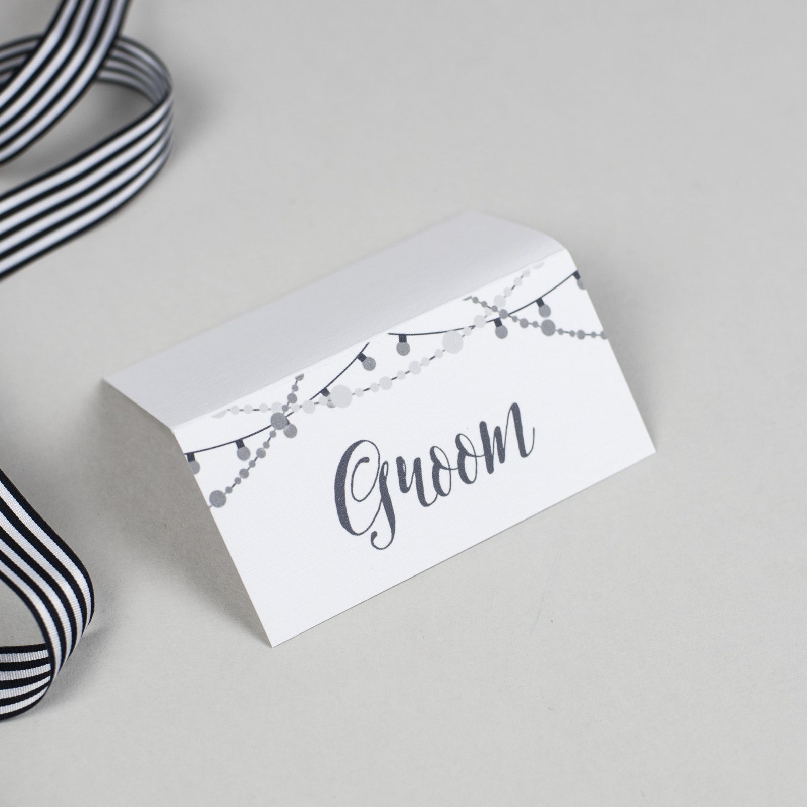 Place Card - Lizzie - Chalkboard Fairy Lights 