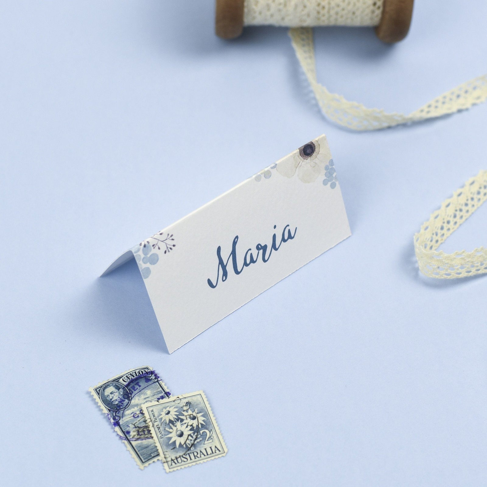 Place Card - Maria - Spring Watercolour Anemone Flowers 