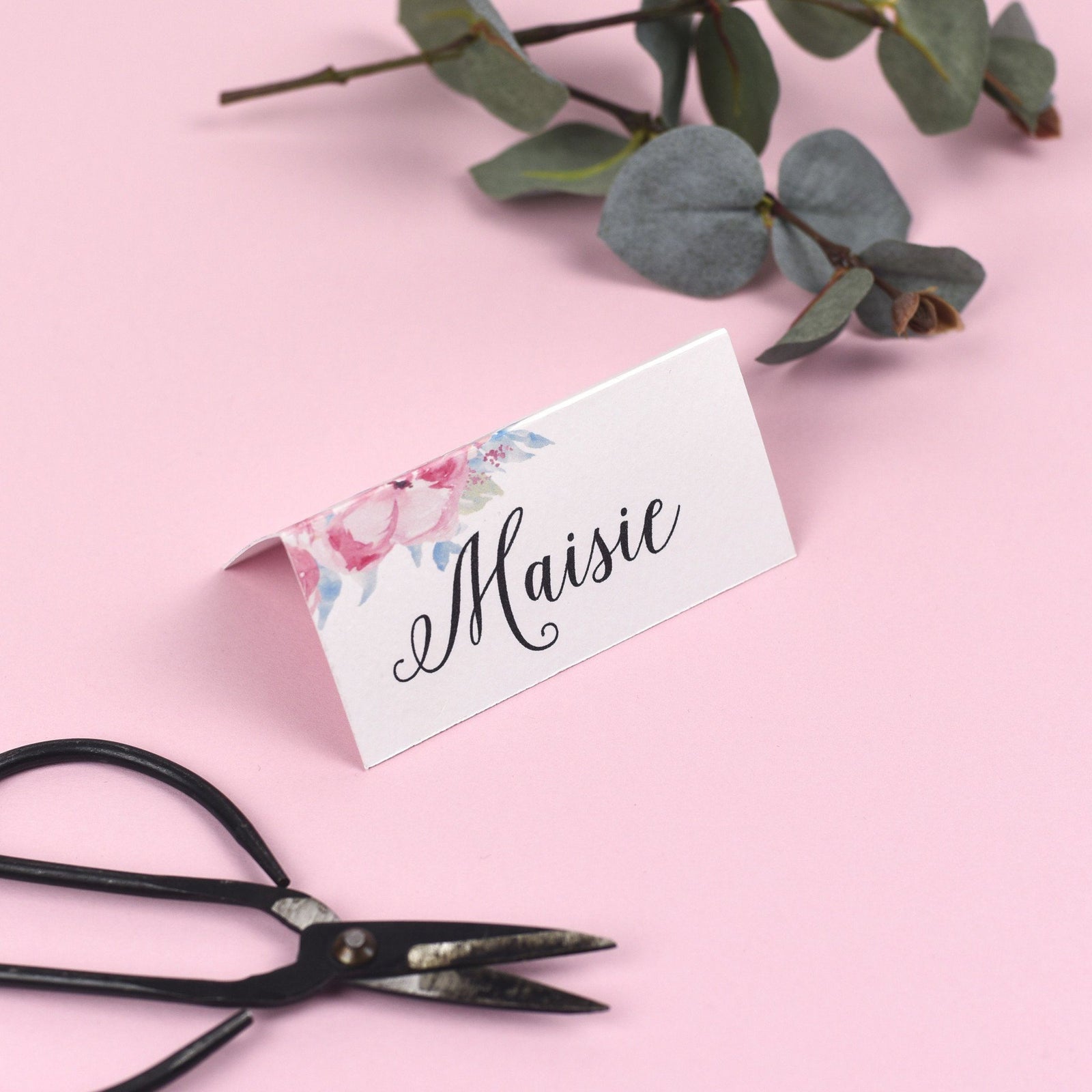 Place Card - Selena - Watercolour Wedding Flowers 