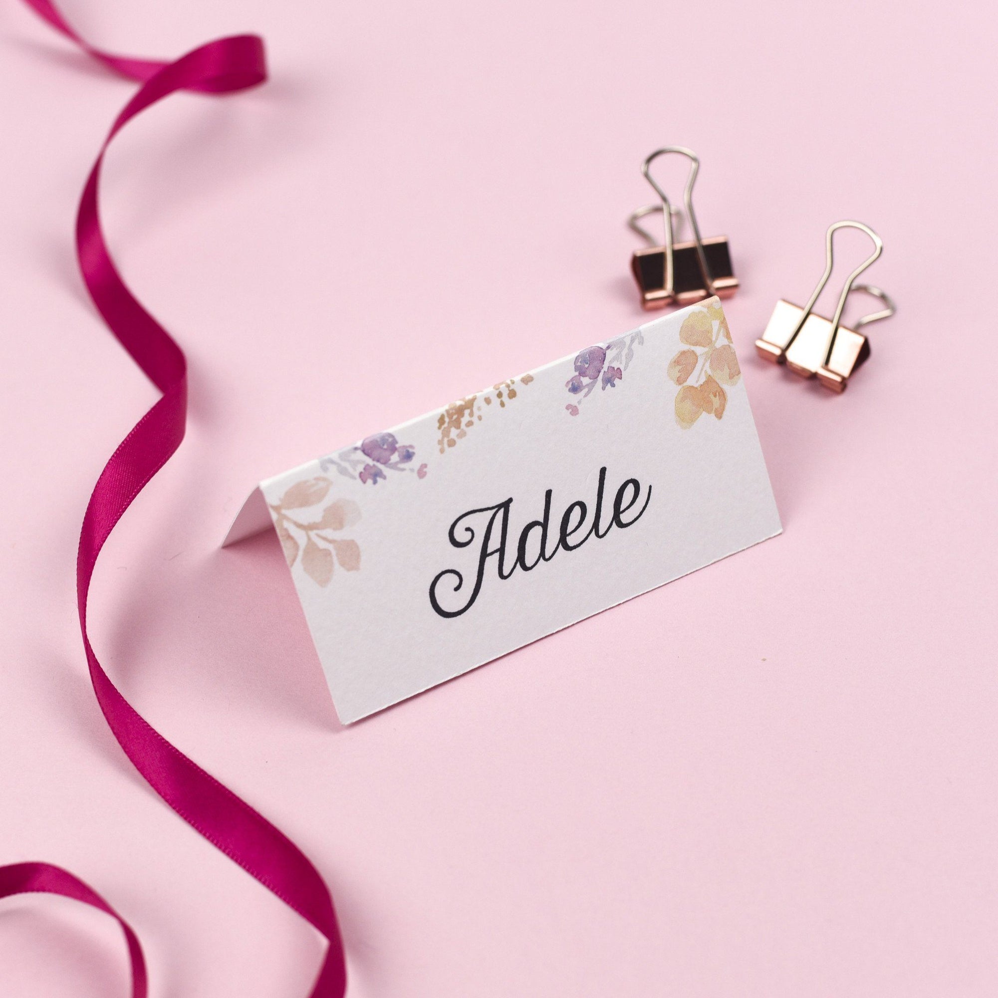 Place Card - Viola - Vintage Watercolour Flowers