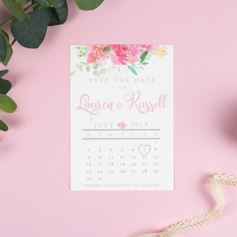 Save the Date - Blossom Watercolour Flowers 