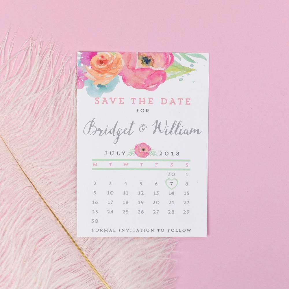 Save the Date - Bridget Watercolour Wedding Flowers 