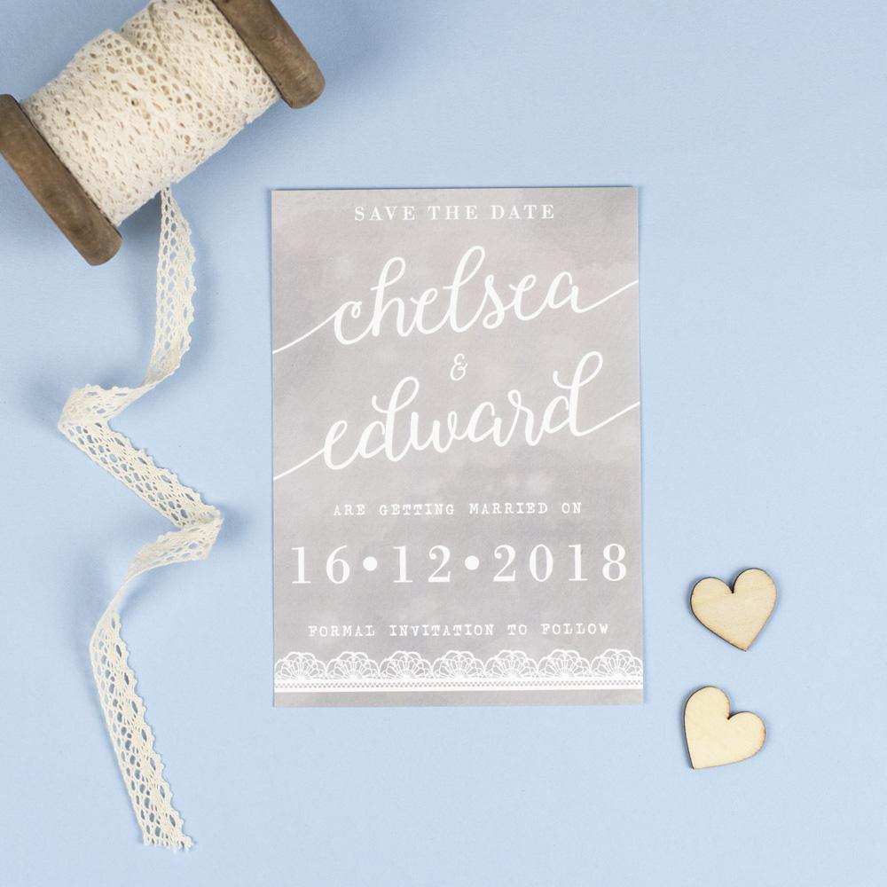 Save the Date - Molly Watercolour Lace 