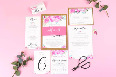 Save the Date - Selena Watercolour Wedding Flowers