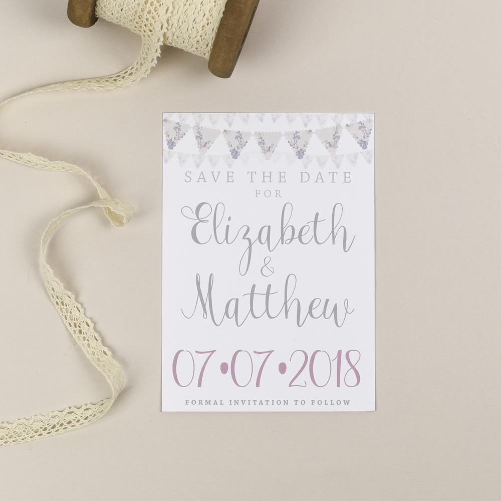 Save the Date - Violet Vintage Bunting 