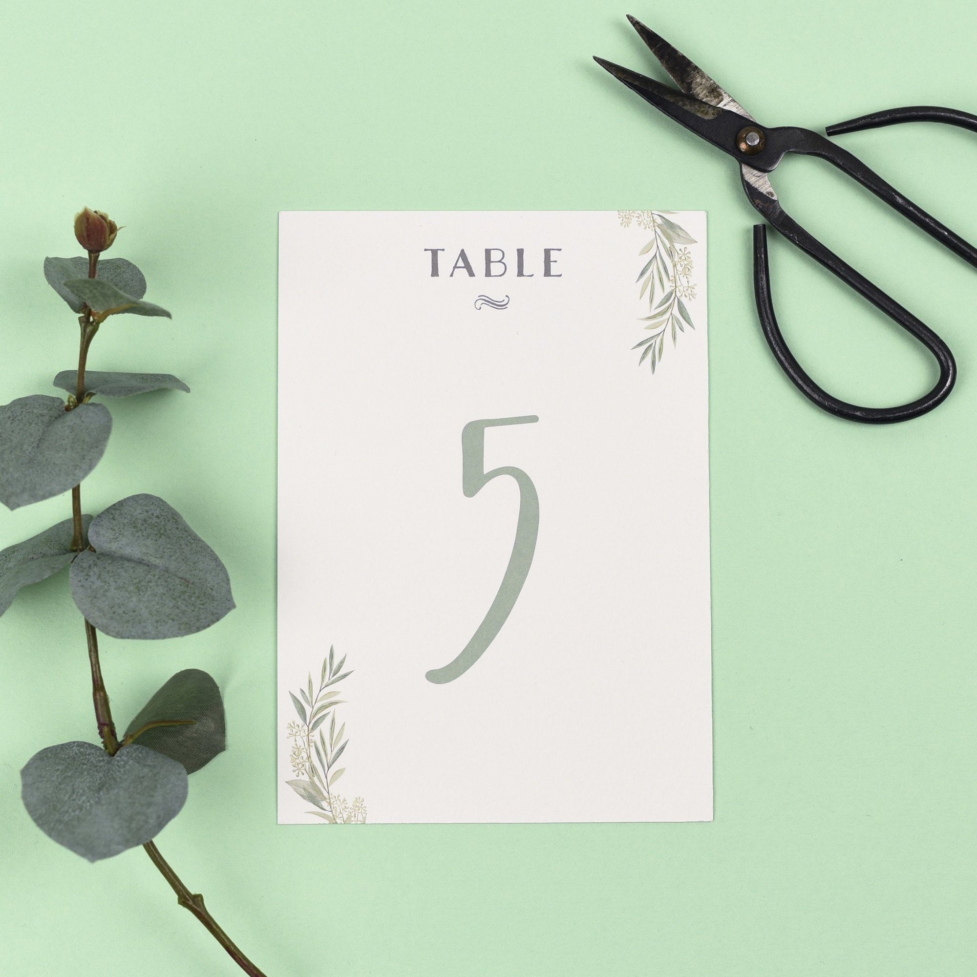 Table Names or Numbers - Aisling - Watercolour Greenery Eucalyptus 