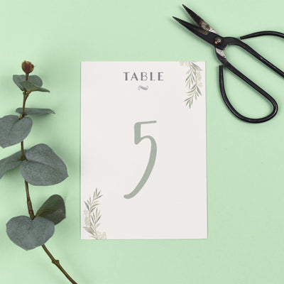 Table Names or Numbers - Aisling - Watercolour Greenery Eucalyptus
