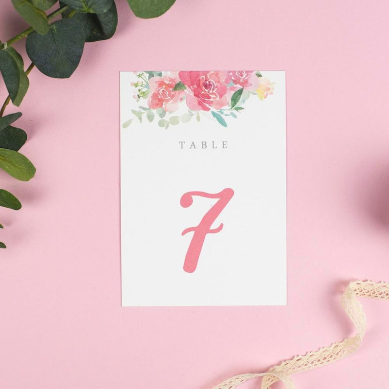 Table Names or Numbers - Blossom - Watercolour Flowers Wedding 