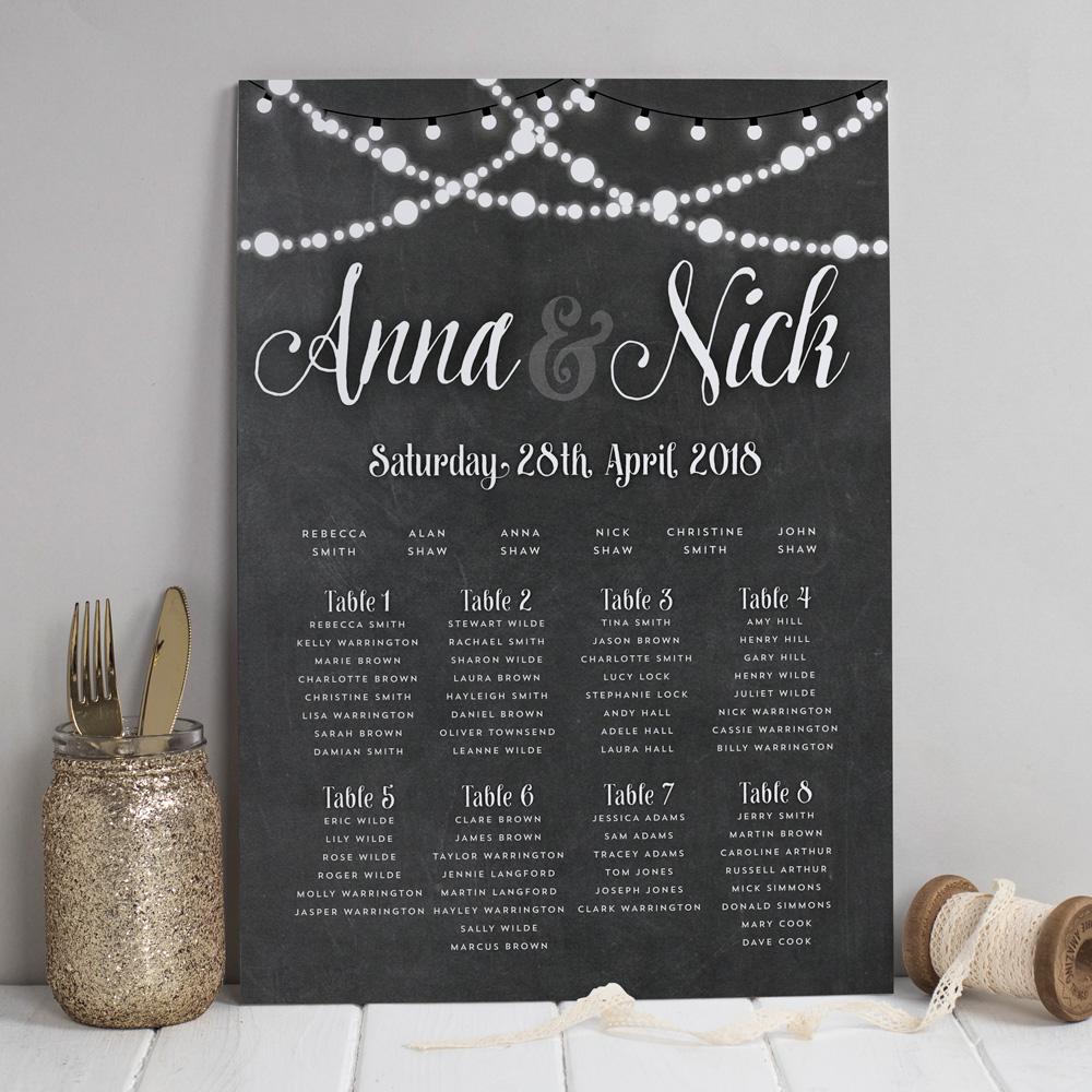 Table Plan - Lizzie Chalkboard Fairy Lights 