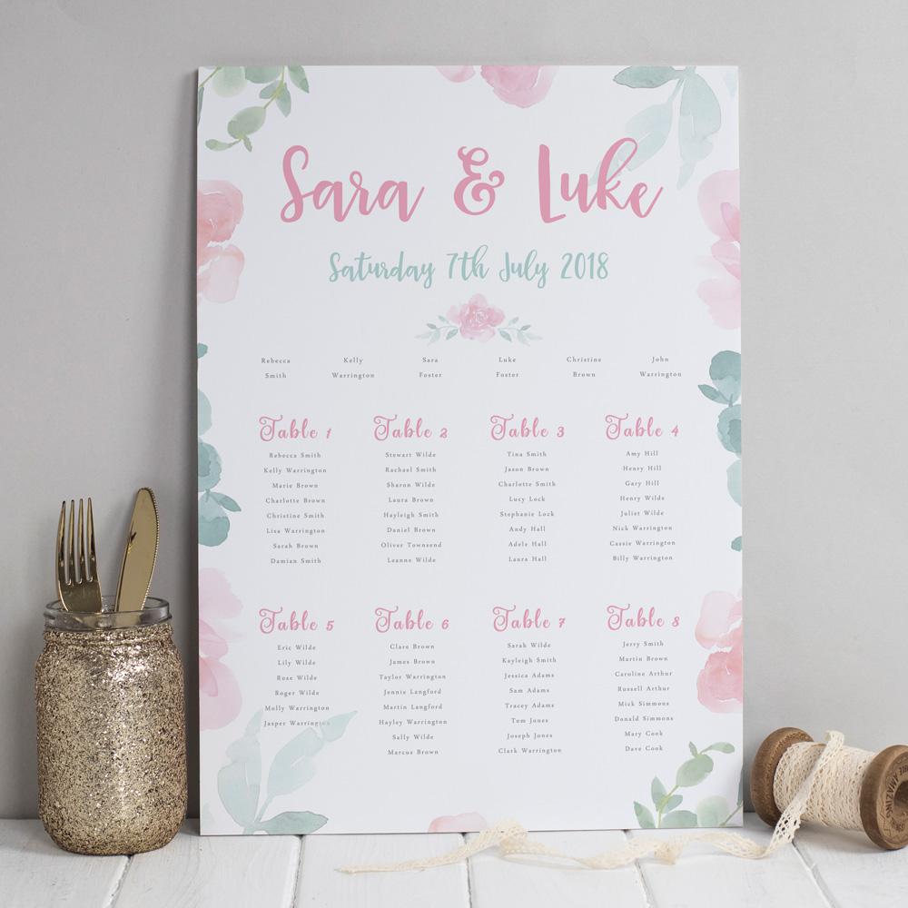 Table Plan - Rose Flowers 