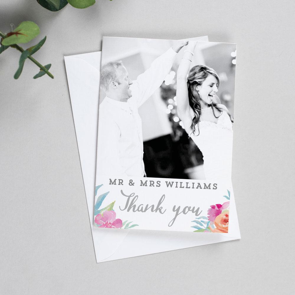 Photo Thank You Cards - Bridget - Watercolour Flowers 