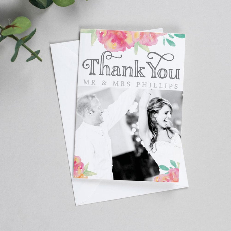 Photo Thank You Cards - Christine - Watercolour Flowers 