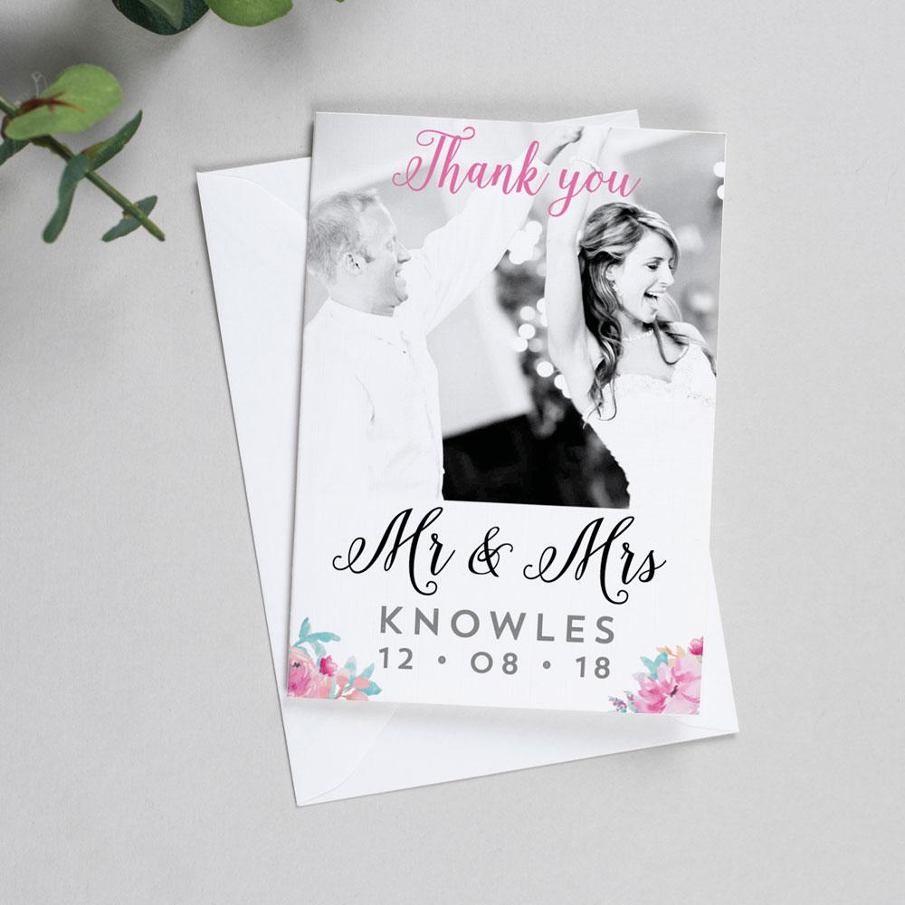 Photo Thank You Cards - Selena - Watercolour Flowers 