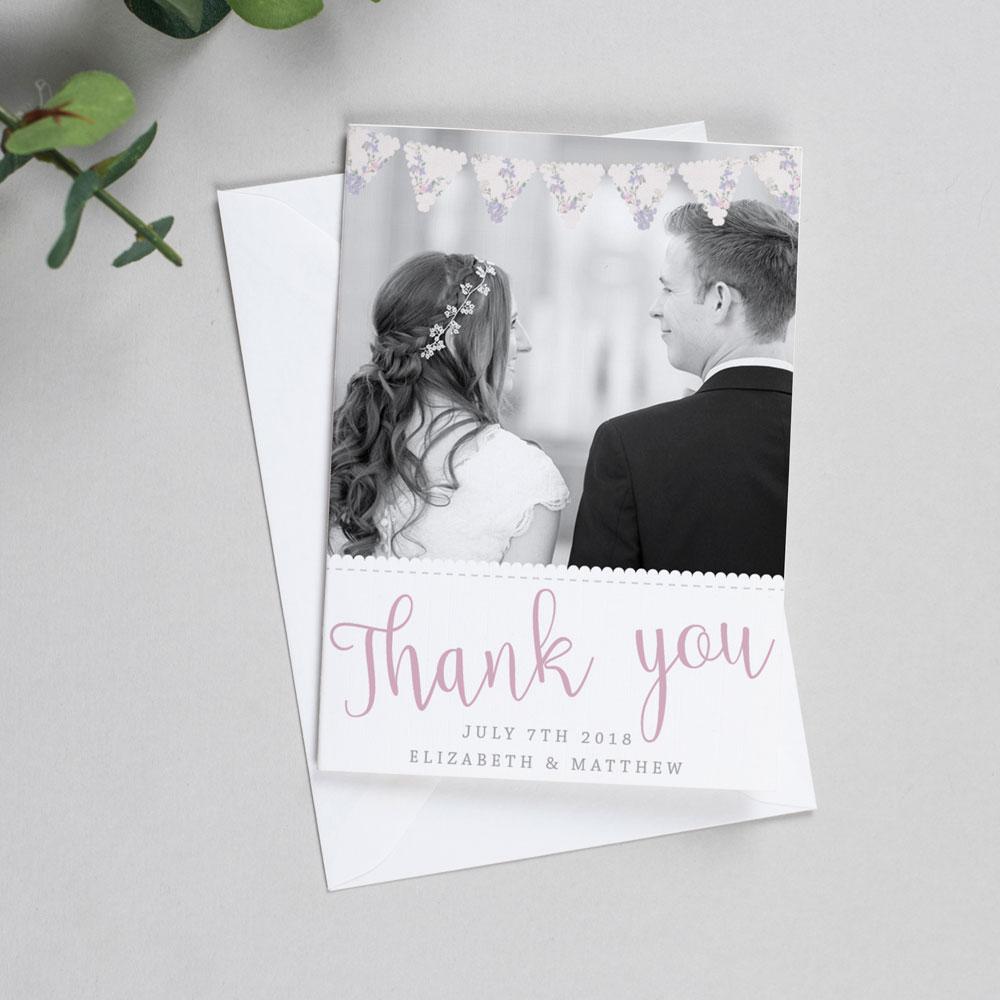 Photo Thank You Cards - Violet - Watercolour Flowers 